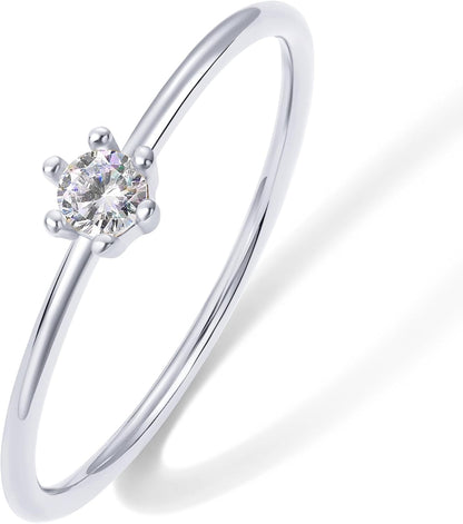 PAVOI 18K Gold Plated Marquise round Mini Cubic Zirconia Stackable Rings for Women | Dainty Stacking Thin Band for Women