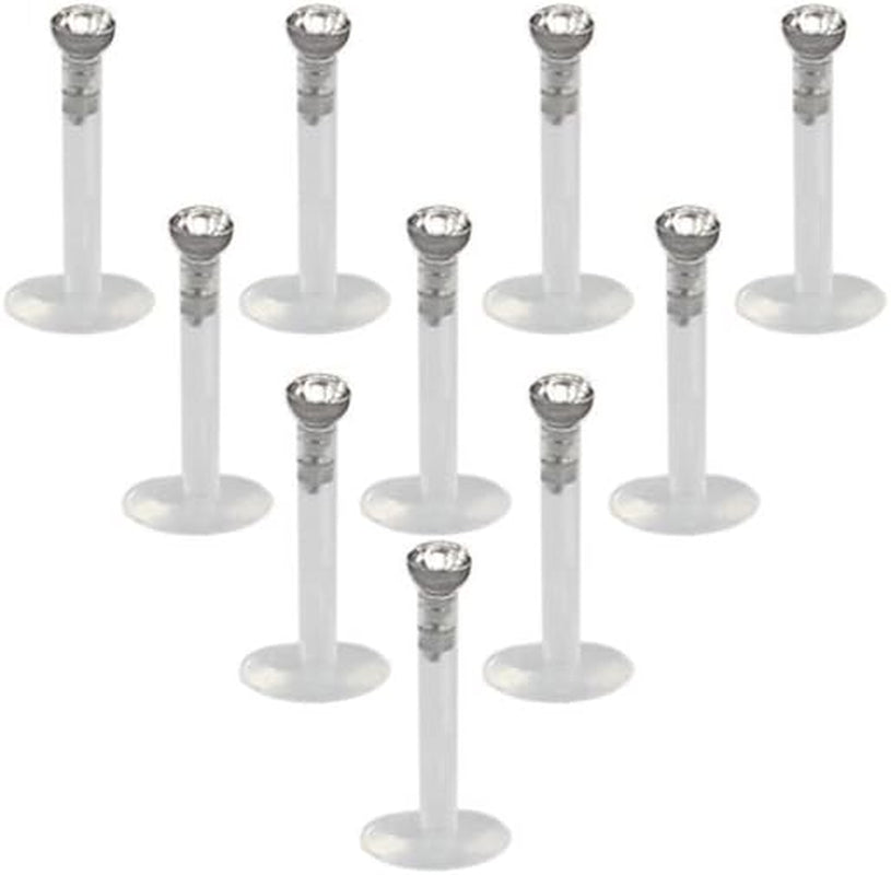 Ruifan 16G Clear UV Flexible Acrylic 2Mm CZ Gem Labret Monroe Lip Ring Tragus Helix Cartilage Earring Stud Barbell Body Piercing Jewelry