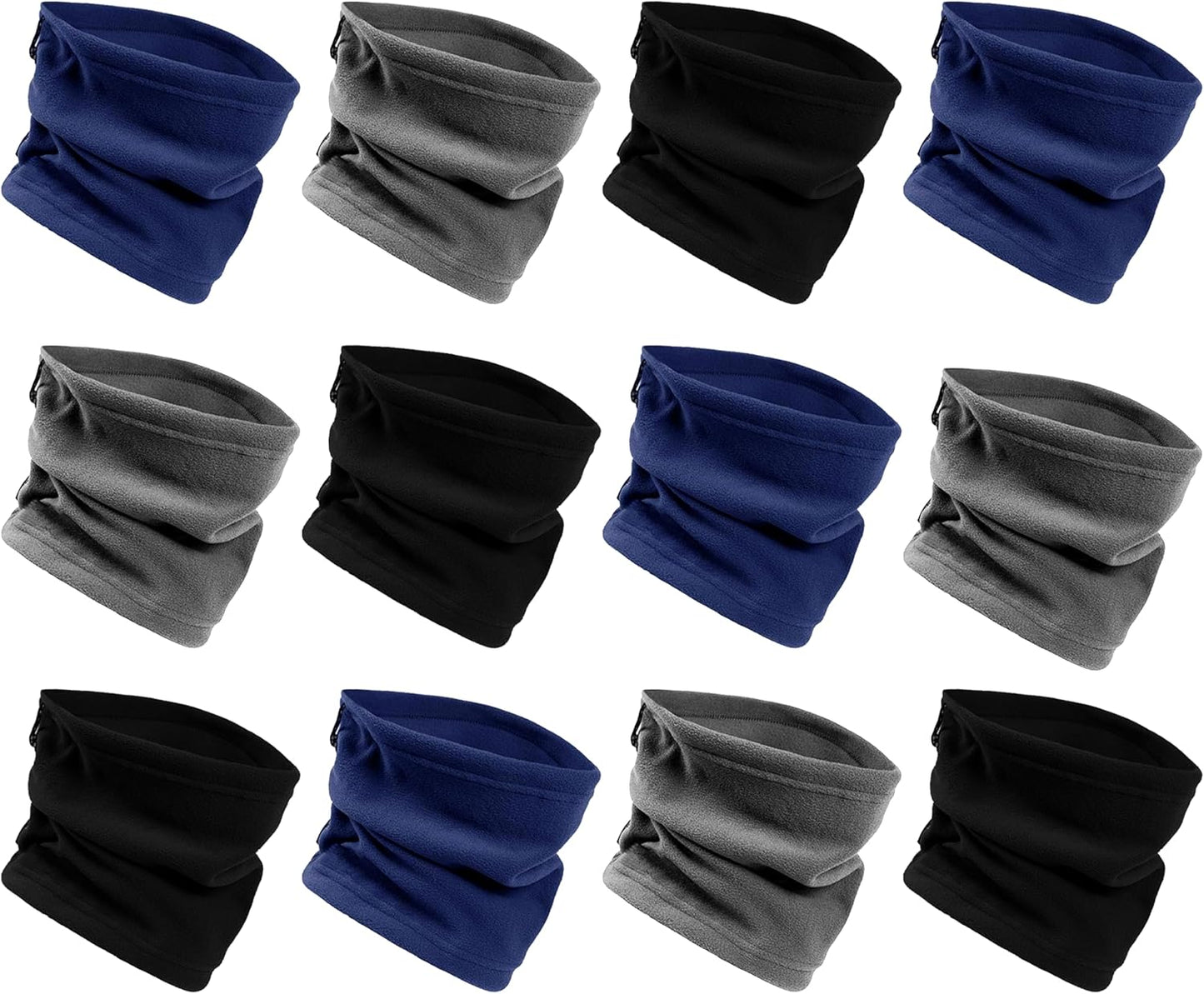 12 Pack Fleece Winter Scarves, Warm Winter Scarf Multi-Color Bulk Wholesale, Unisex Men Women