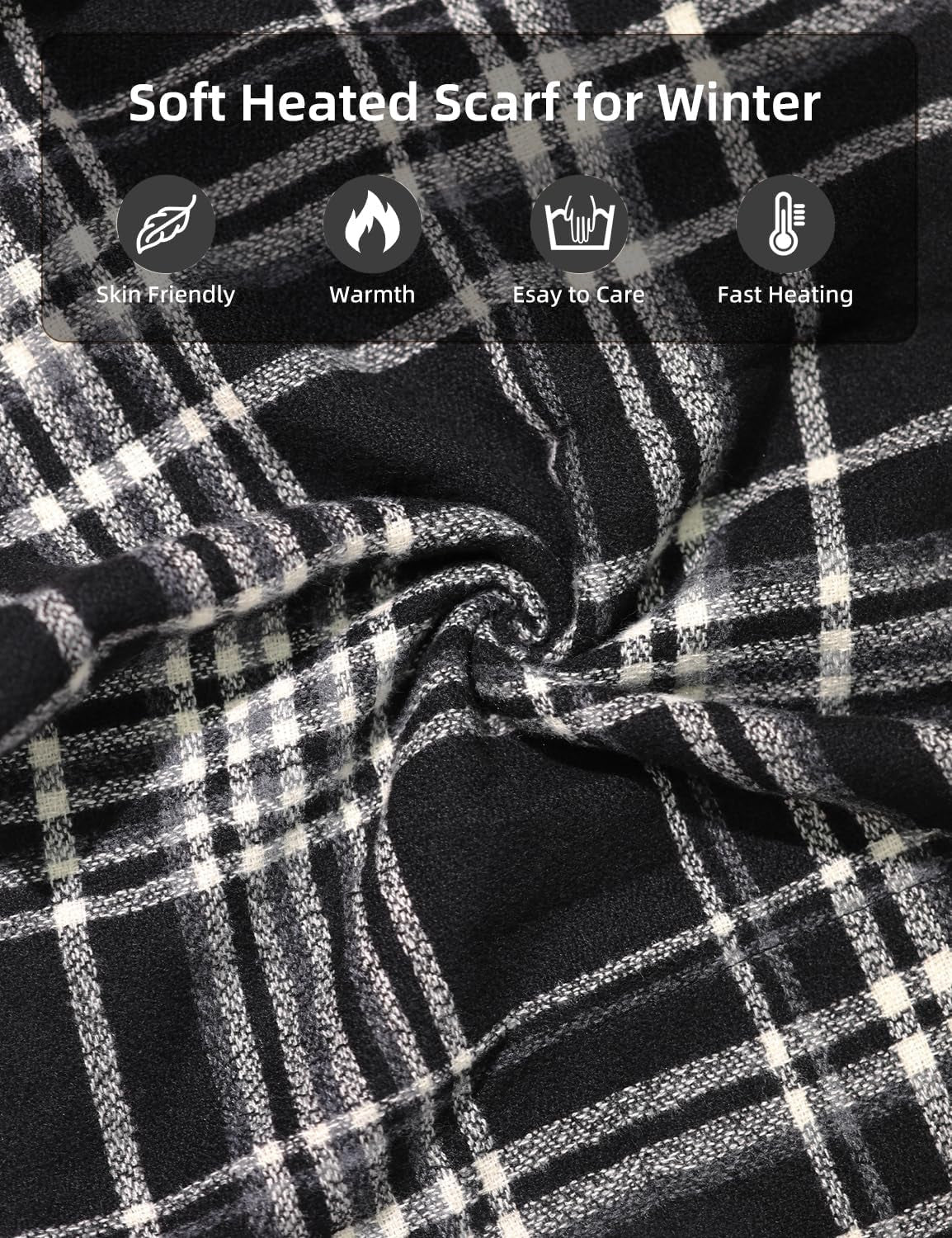 Heated Scarf for Women and Men with Portable Rechargeable Battery, Electric Neck Scarf for Cold Weather Winter