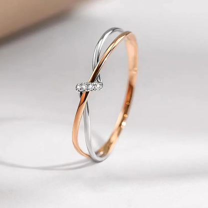 Twisted Knot CZ Ring for Women 925 Sterling Silver Infinity Love Promise Ring 14K Gold Plated Intertwine Ring to Daughter Mother Wedding Band Engagement Ring Birthday Christmas Jewelry Gifts