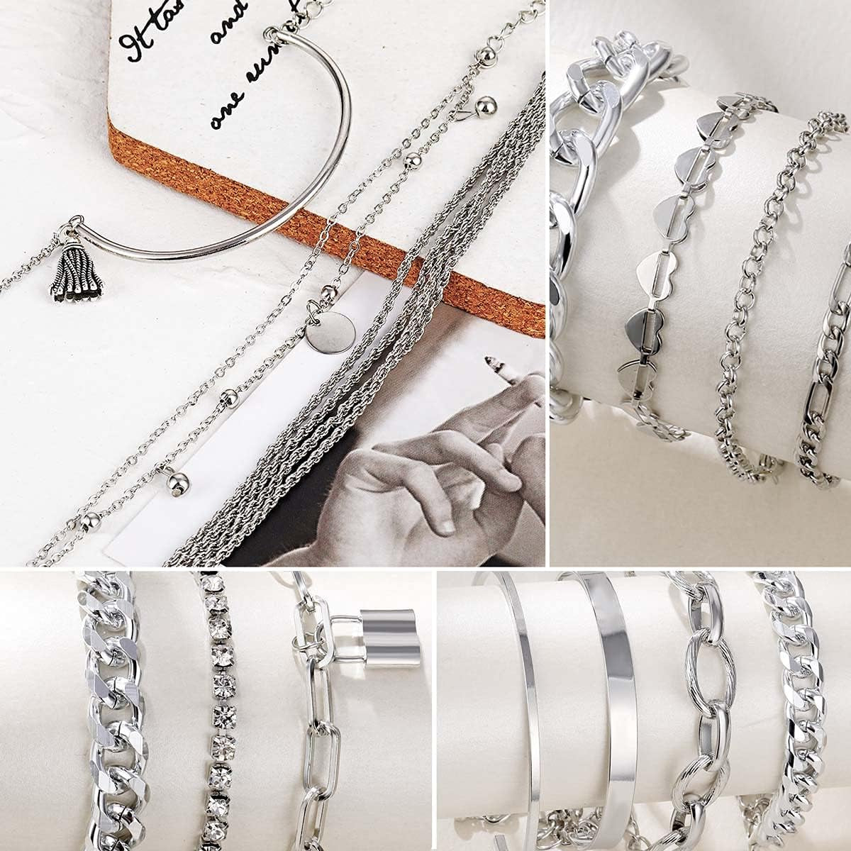 Adjustable chain gold bangles with charm details in boho style