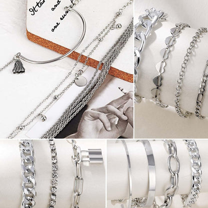 Adjustable chain gold bangles with charm details in boho style