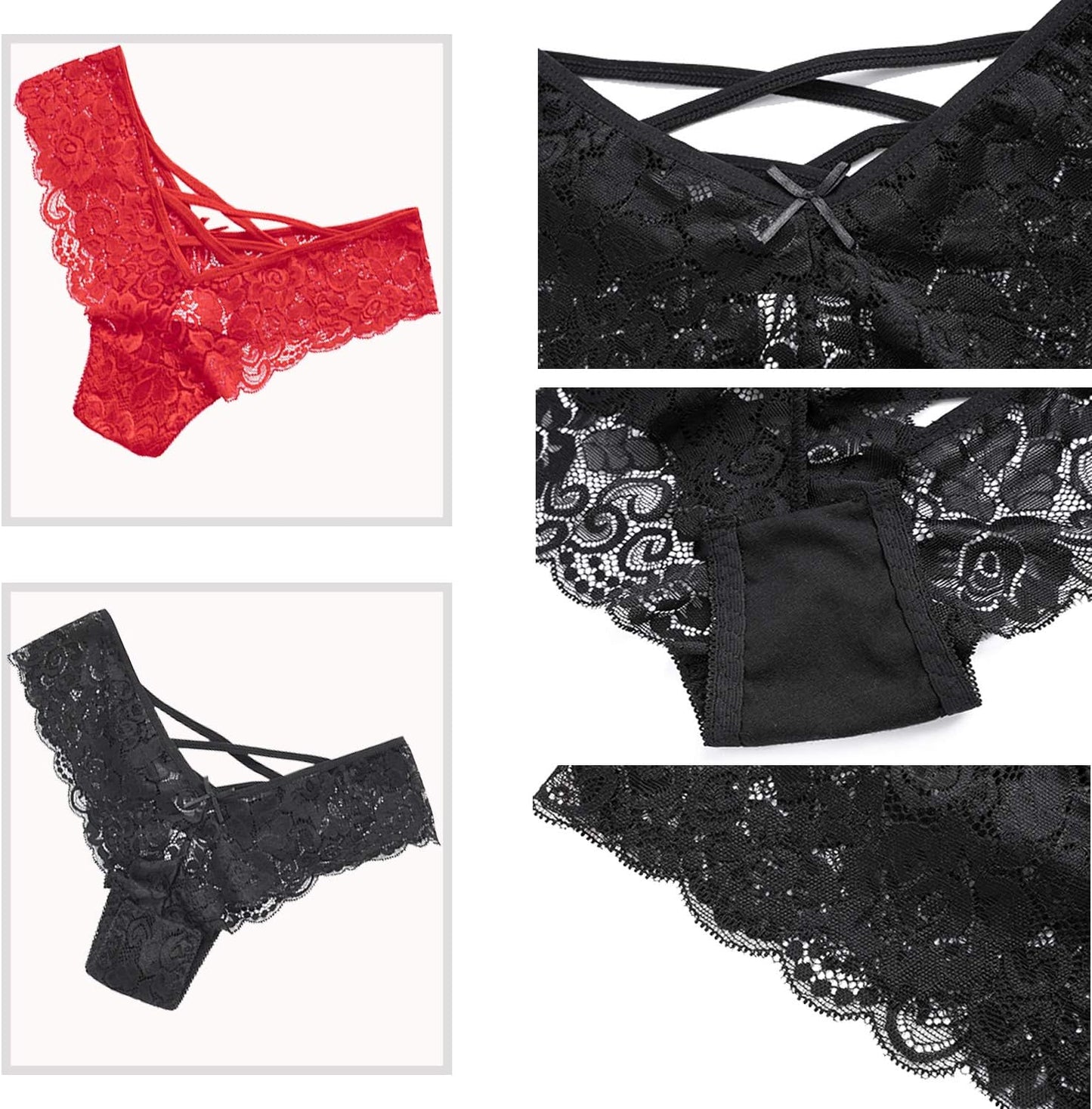 Mid-rise lace thong panties side view