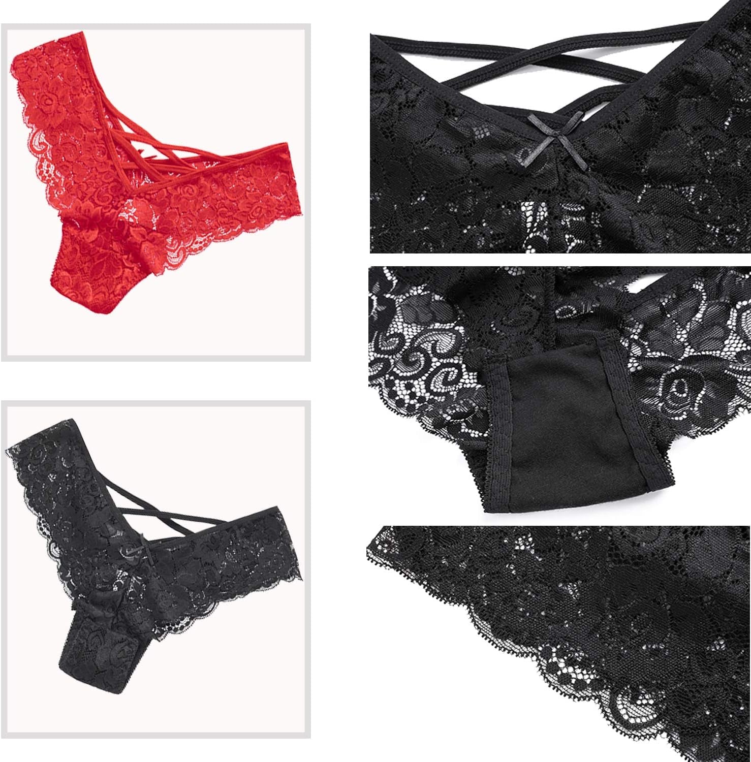 Mid-rise lace thong panties side view