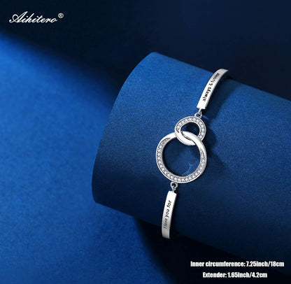 To the Moon and Back bangle bracelet silver finish