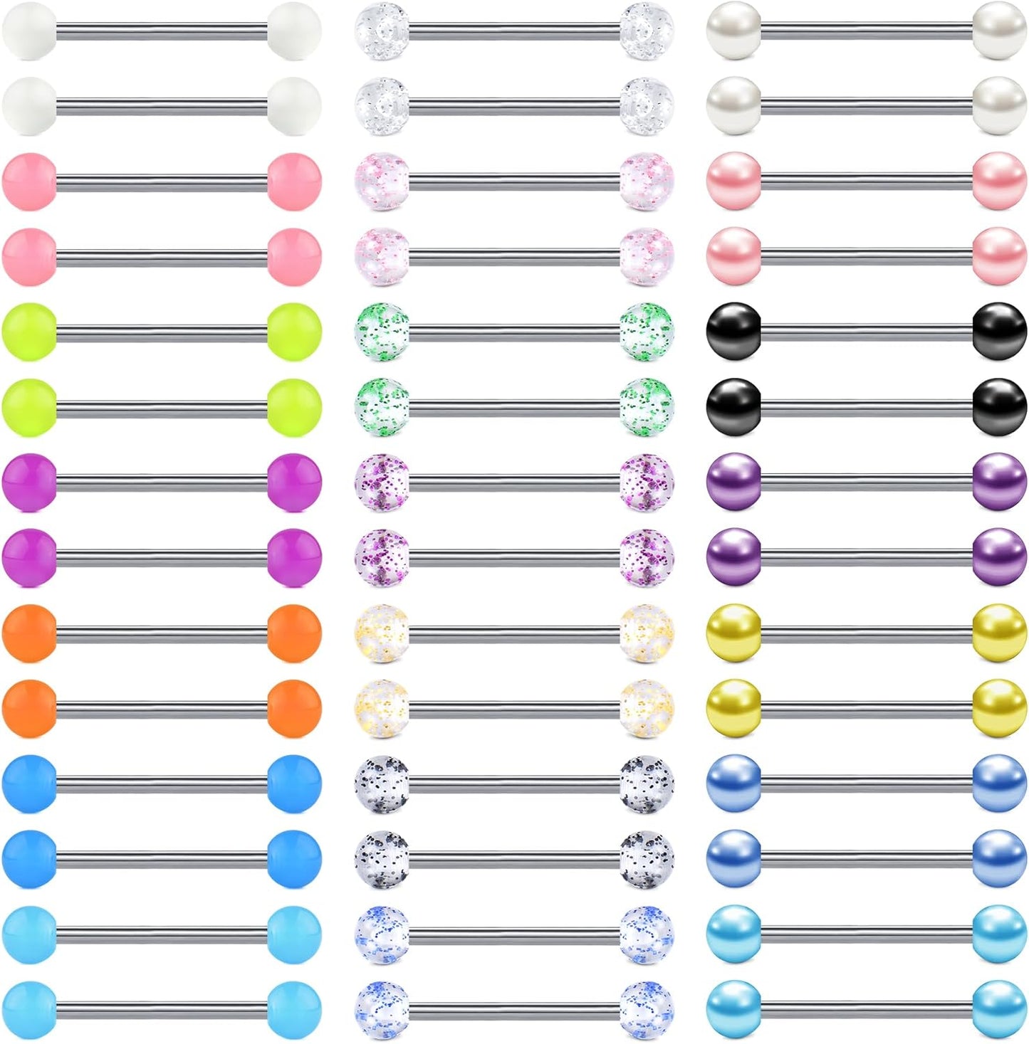 VCMART 12Mm-18Mm 14G Tongue Rings Nipple Straight Barbells Surgical Steel Body Piercing Jewelry