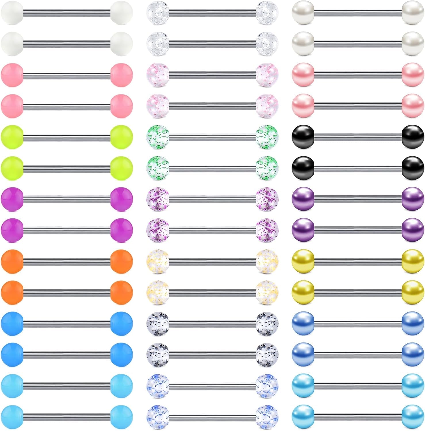 VCMART 12Mm-18Mm 14G Tongue Rings Nipple Straight Barbells Surgical Steel Body Piercing Jewelry