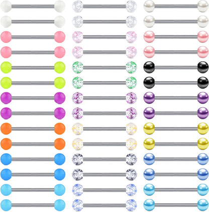 VCMART 12Mm-18Mm 14G Tongue Rings Nipple Straight Barbells Surgical Steel Body Piercing Jewelry