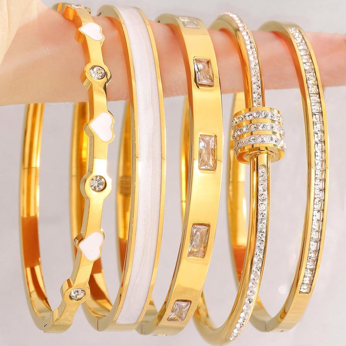 Friendship love jewelry bangle in pink and gold