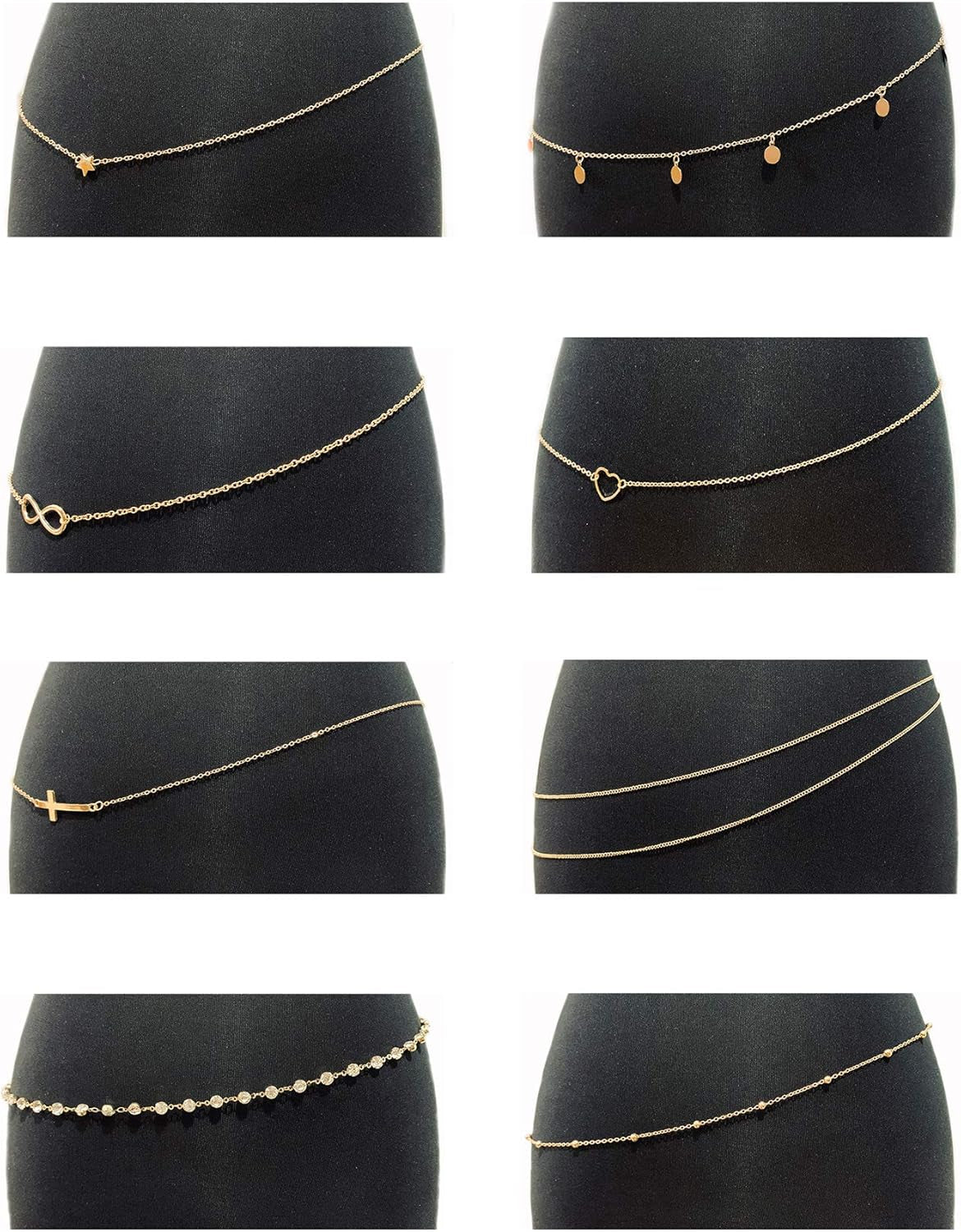 Tornito 4-8Pcs Sexy Body Chain Belly Waist Chain Necklace Summer Beach Bikini Bra Body Jewelry for Women Gold Tone