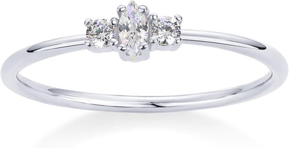 PAVOI 18K Gold Plated Marquise round Mini Cubic Zirconia Stackable Rings for Women | Dainty Stacking Thin Band for Women