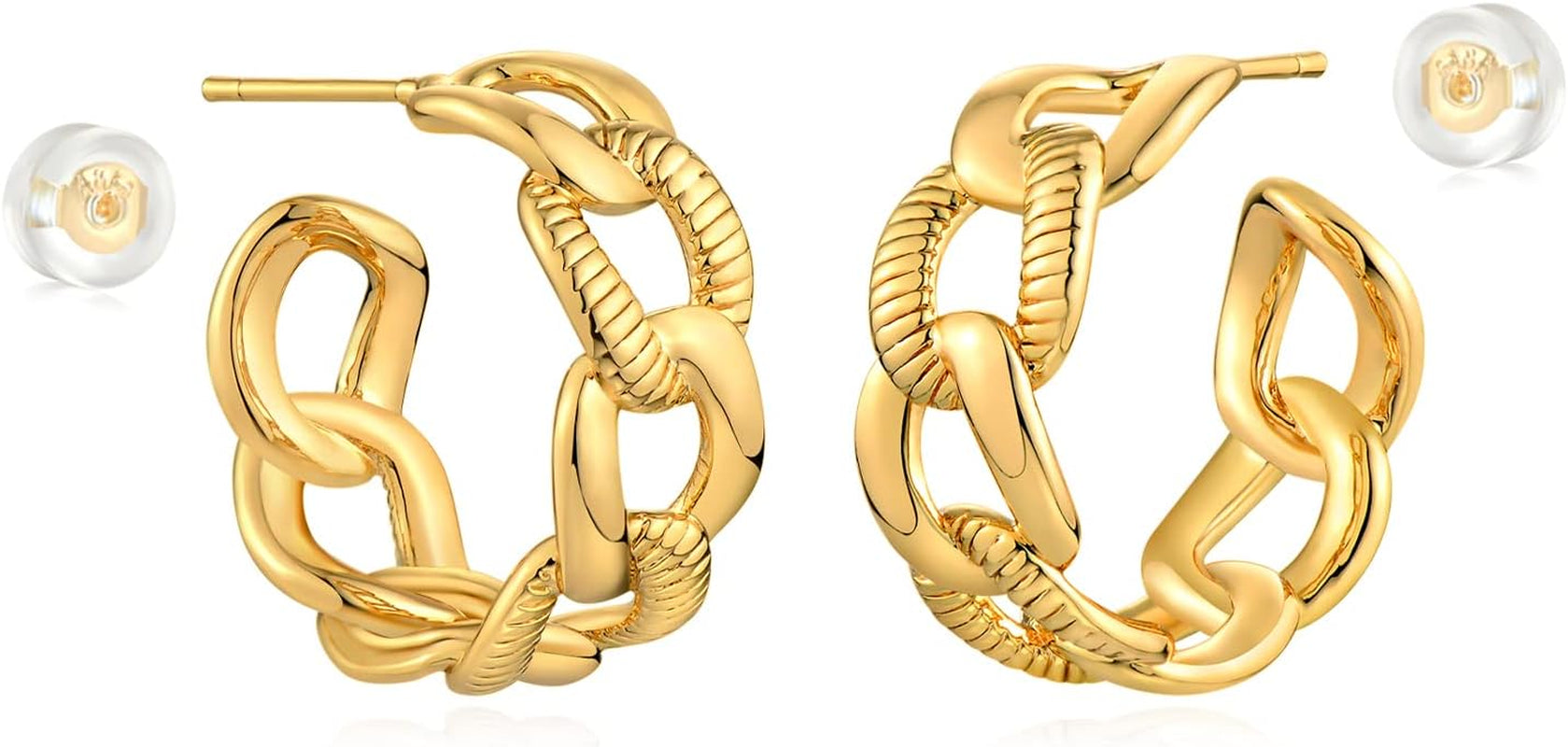 MYEARS Women Hoop Earrings Gold 14K Gold Filled Small Simple Handmade Hypoallergenic Everyday Illusion Jewelry