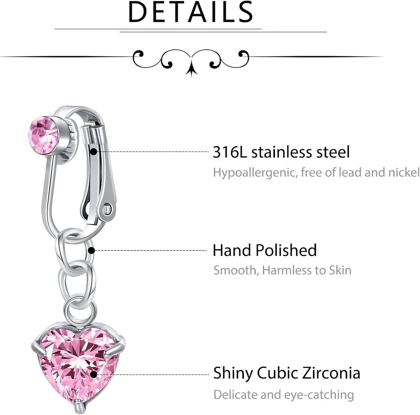 D.Bella fake dangle belly ring multiple color options