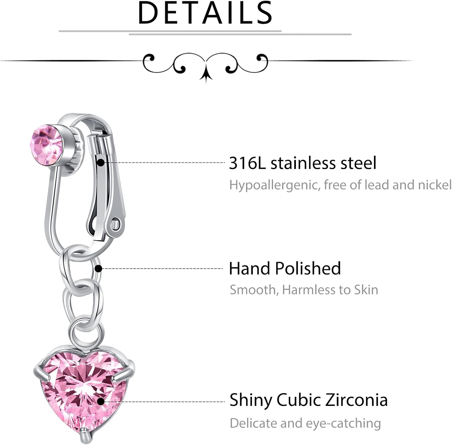 D.Bella fake dangle belly ring multiple color options
