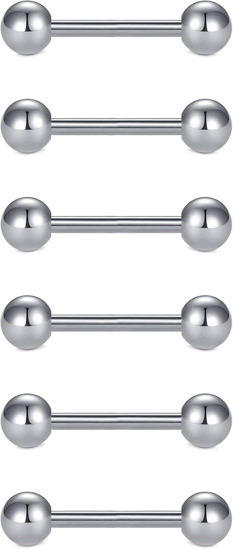 VCMART 12Mm-18Mm 14G Tongue Rings Nipple Straight Barbells Surgical Steel Body Piercing Jewelry