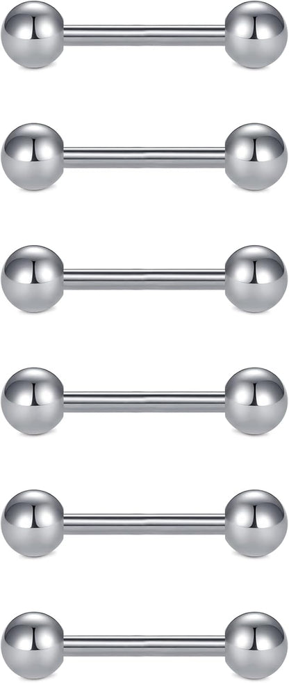 VCMART 12Mm-18Mm 14G Tongue Rings Nipple Straight Barbells Surgical Steel Body Piercing Jewelry