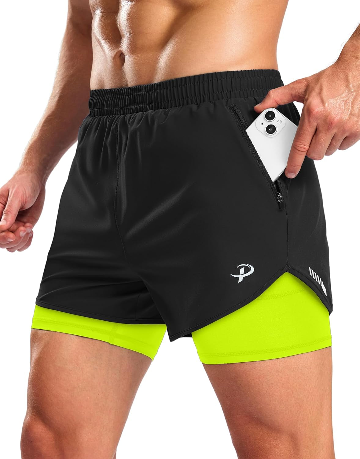 Adjustable waistband on mens gym shorts