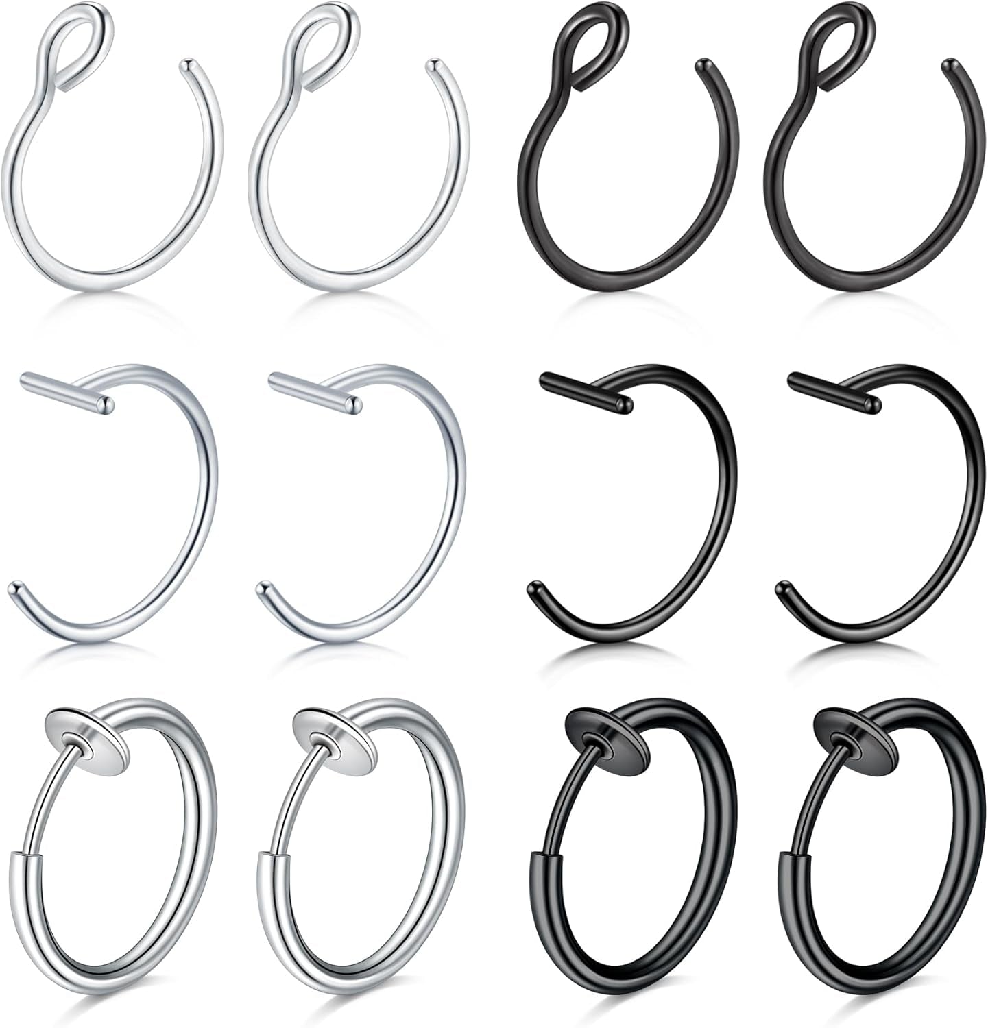 QWALIT Fake Lip Piercing Fake Lip Ring Fake Nose Ring Fake Snake Bites Fake Nose Piercing Faux Lip Rings Fake Snake Bite Piercing Clip Lip Ring Ear Cuff Earrings