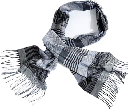 Men'S Scarves Classic Arrival Winter Plaid Scarf Tassel Edge Soft Warm Scarf