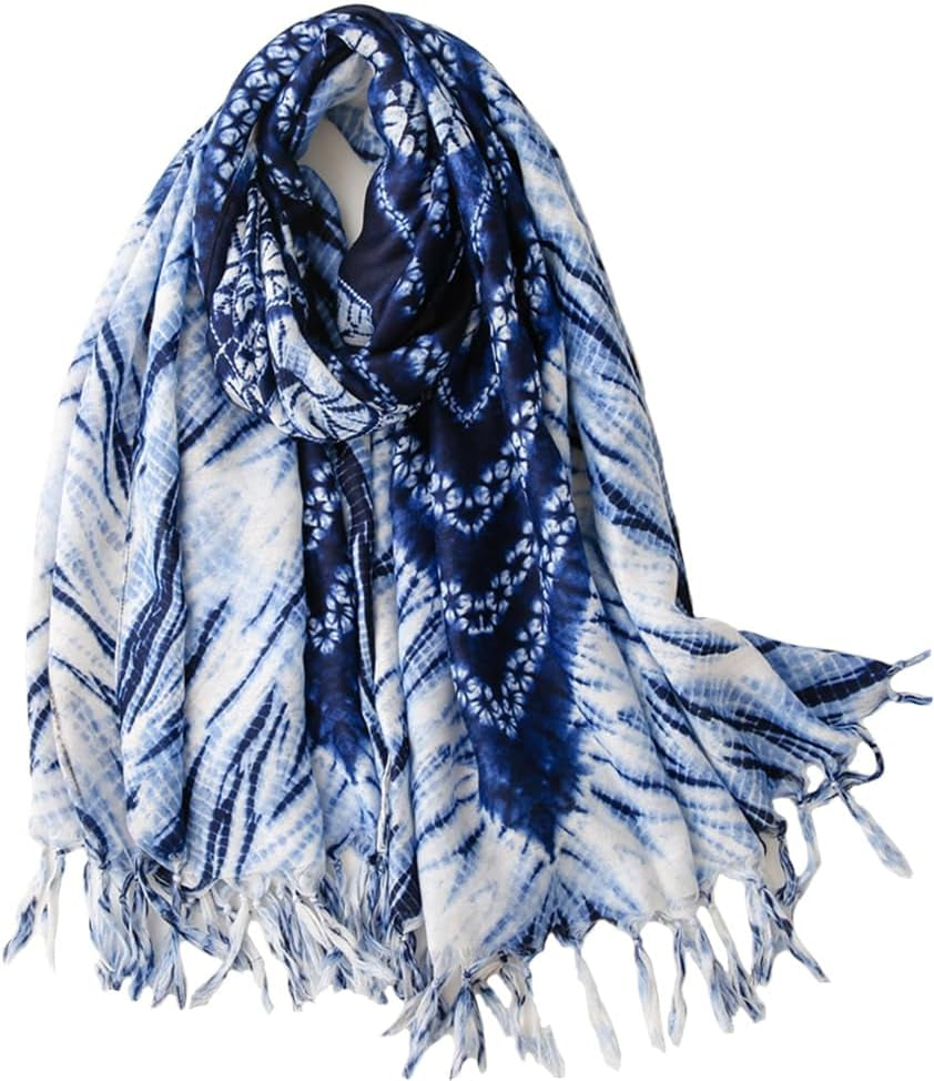 Yeieeo Boho Scarf for Women Lightweight Floral Printed Scarf Fall Winter Fashion Fringed Shawl