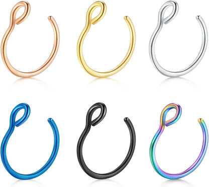 D.Bella 20G Fake Piercing Jewelry Hoop for Faux Lip Septum Nose Ring Set,8Mm