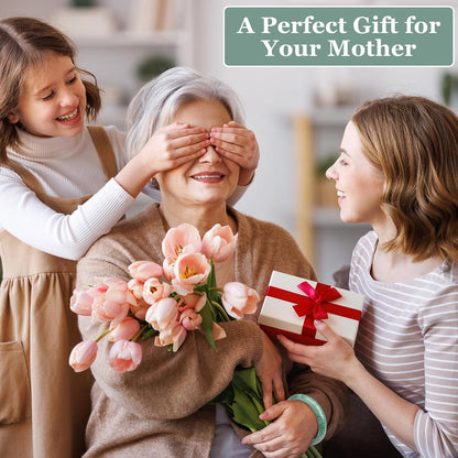 Landical 2.4'' Natural Jade Bracelet for Women Jade Bangle Bracelets with Box Good Luck Bangle Christmas Jewelry Gift