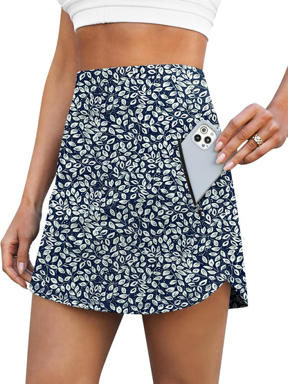 Loukeith Golf Skirts for Women Tennis Skirt with Zipper Pockets High Waisted Running Casual Athletic Skorts Built-In Shorts