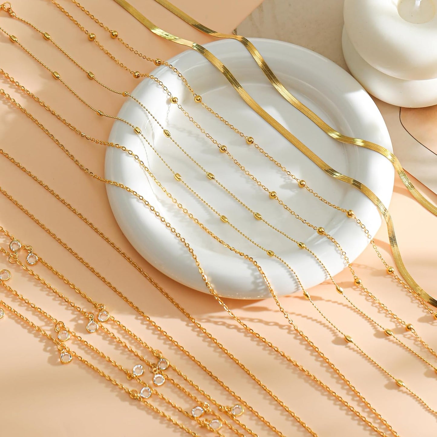 8Pcs Waist Chain 18K Gold Plated Belly Belt Chains Sexy Bikini Summer Beach Satellite Beaded Sequin Snake Layered Coin CZ Body Chain Jewelry Accessories for Women Gold Silver Tone Adjustable