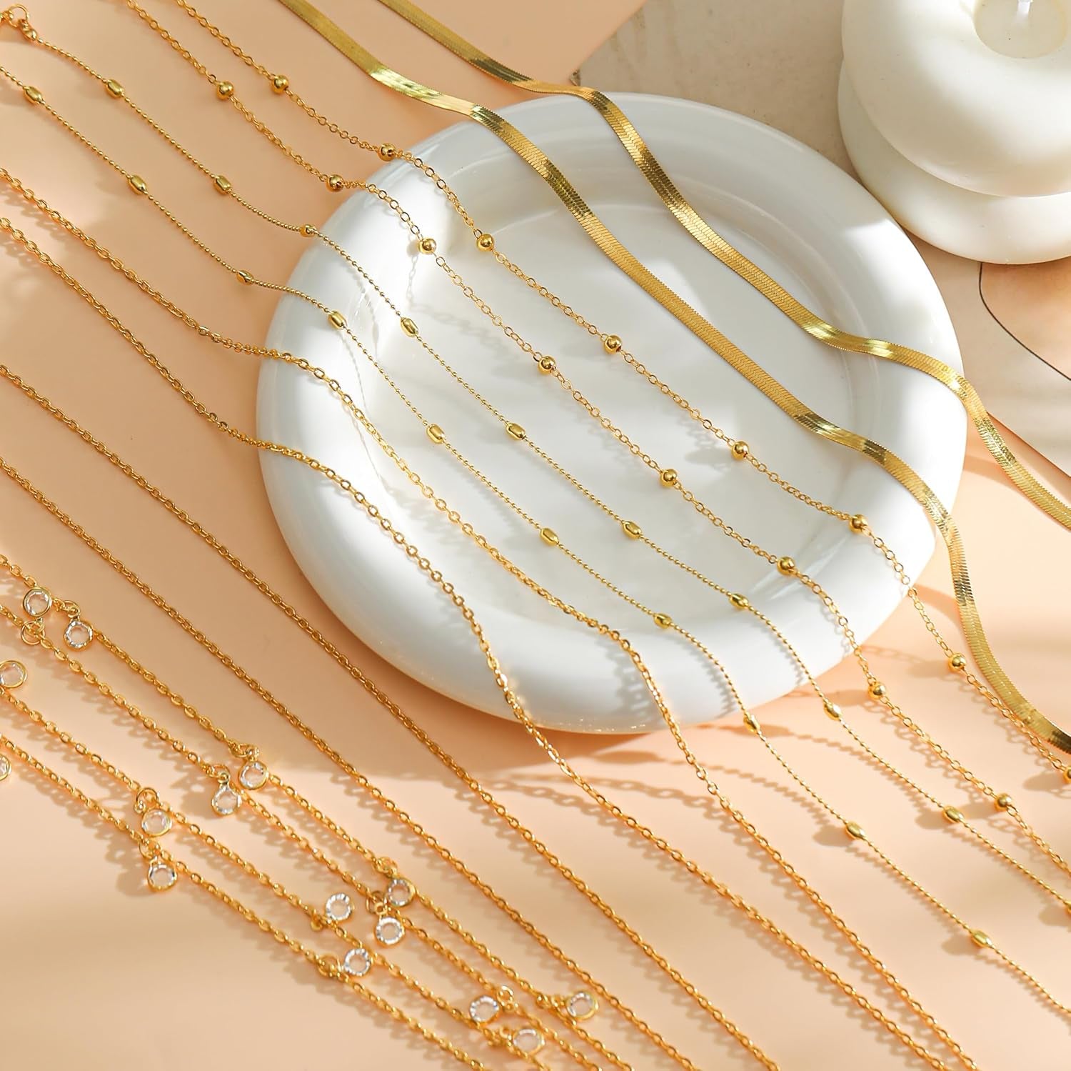 8Pcs Waist Chain 18K Gold Plated Belly Belt Chains Sexy Bikini Summer Beach Satellite Beaded Sequin Snake Layered Coin CZ Body Chain Jewelry Accessories for Women Gold Silver Tone Adjustable