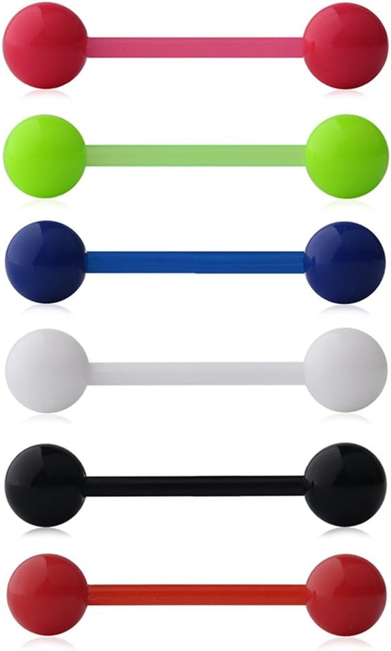 Ruifan 14G 16Mm Acrylic Nipple Tongue Barbell Ring Body Piercing Jewelry Retainer 2-6PCS