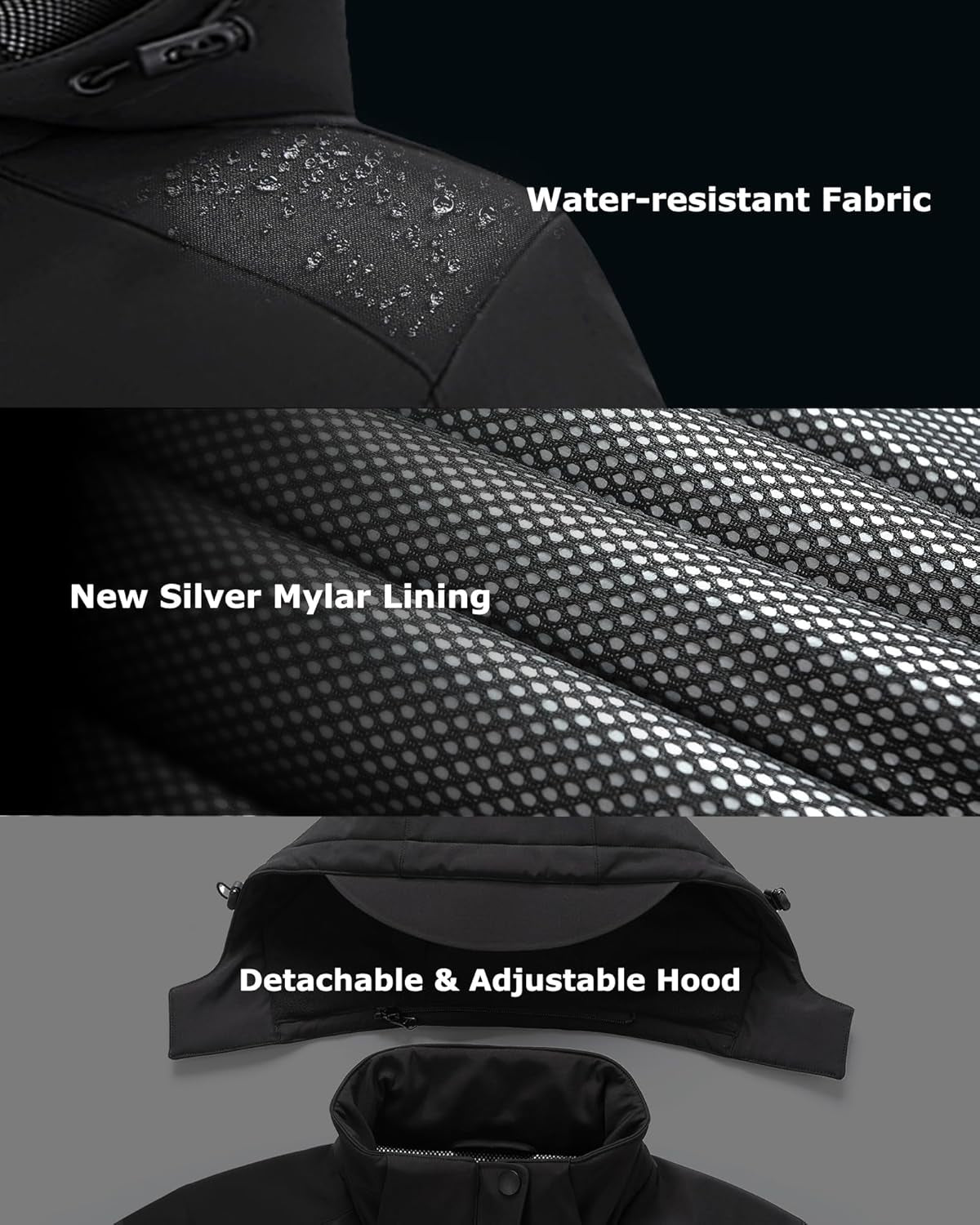 Detachable hood feature on electric heated coat