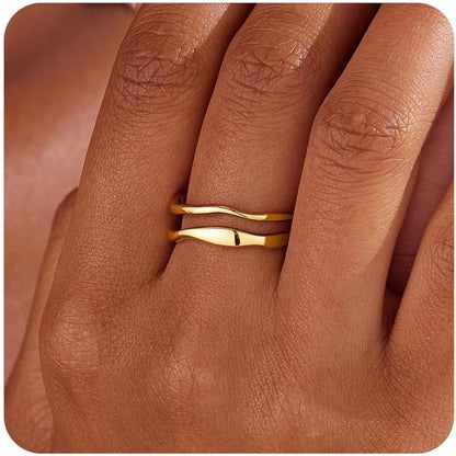 Stackable Gold Rings for Women Non Tarnish, Dainty 14K Gold Plated Chunky Stacking Rings Trendy Statement Pinky Thumb Rings Engagement Eternity Wedding Band Ring Stacking Gold Jewelry Size 4 5 6 7 8 9 10 11