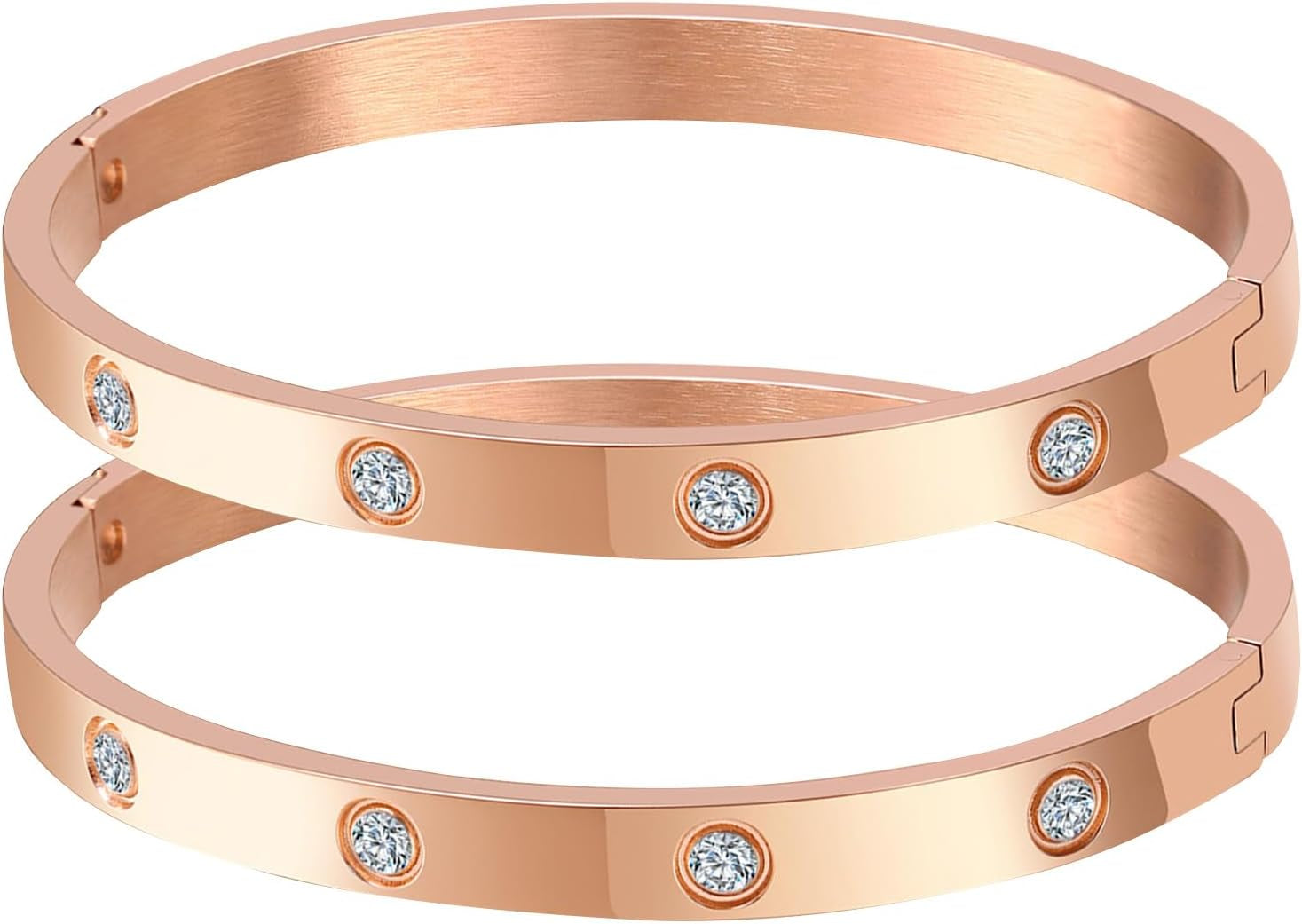 MPRAINBOW Gold Bracelets for Women, 2Pcs 18K Gold Plated Cubic Zirconia Bangle Crystal Friendship Bracelet Jewelry,Wedding Party Christmas Birthday Gifts for Her Girlfriend Sister Daughter