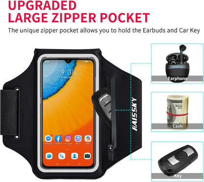 Running armband with iPhone 15 Pro installed and secured