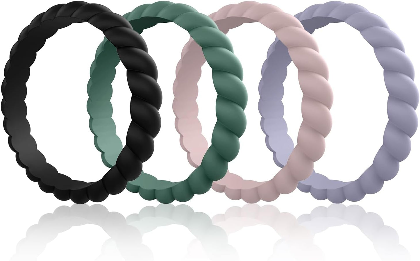 Egnaro Silicone Wedding Ring for Women,Thin and Stackble Braided Rubber Wedding Bands,No-Toxic,Skin Safe