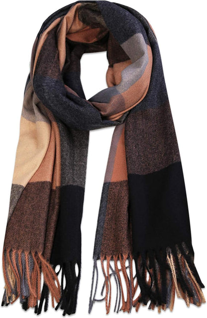 SOJOS Classic Plaid Tartan Scarf for Women Men Soft Scarves SC316