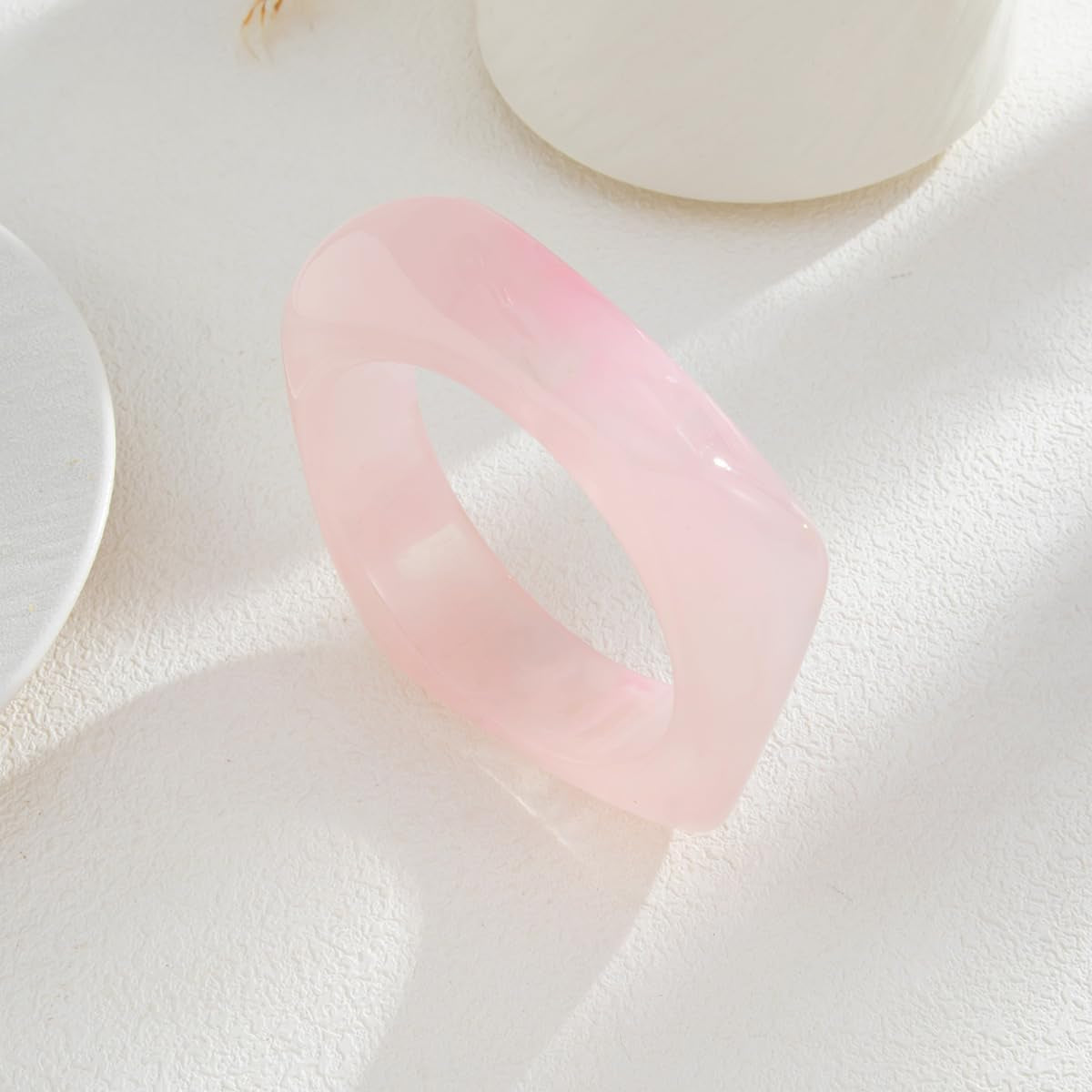 Chunky Acrylic Transparent Candy Color Geometric round Square Cuff Bangle Bracelet Set for Women Resin Wristband Statement Jewelry