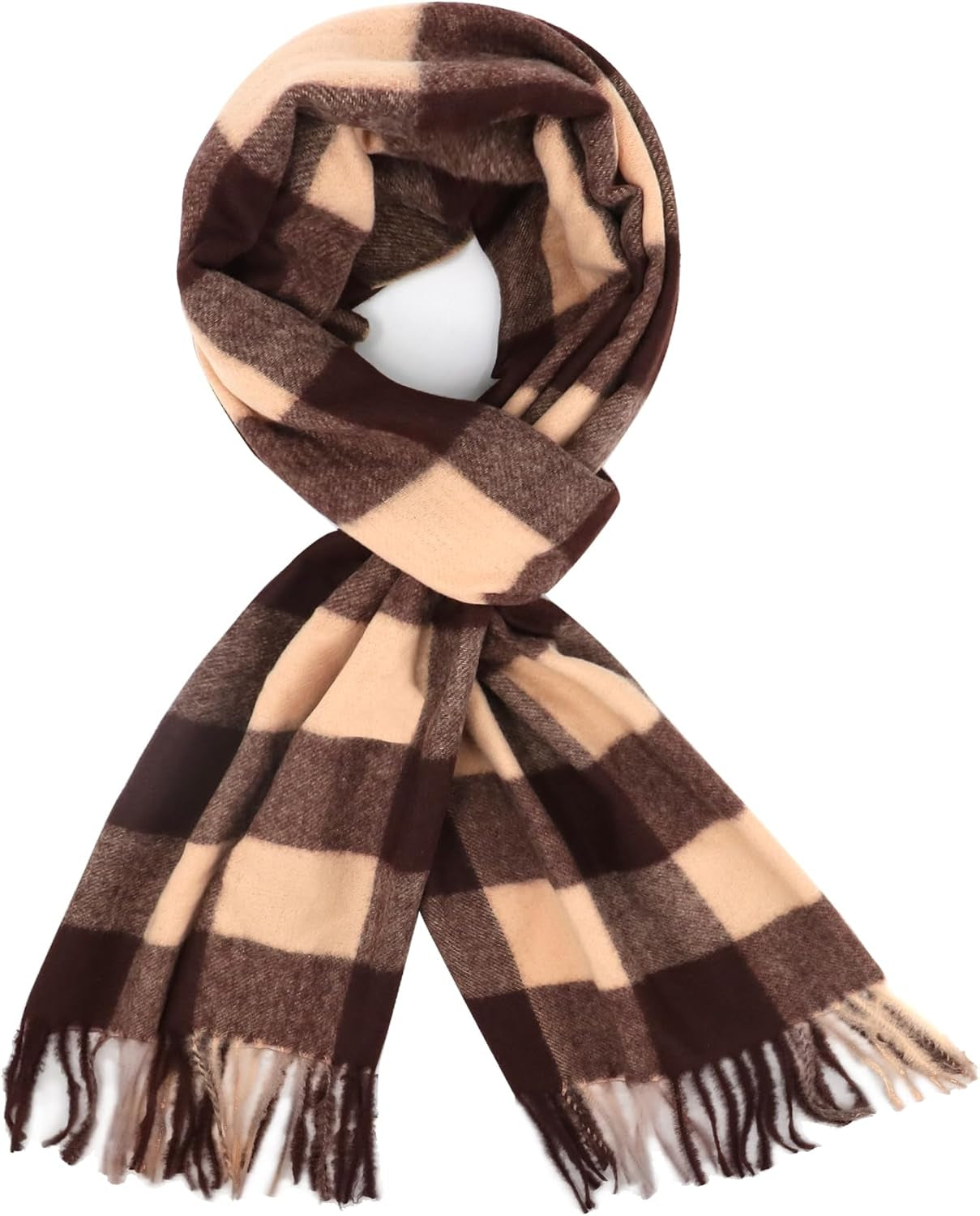 Plaid Scarf for Women Men, Lightweight Classic Tartan Tassel Scarves Fashion Warm Winter Chunky Scarf Cold Weather
