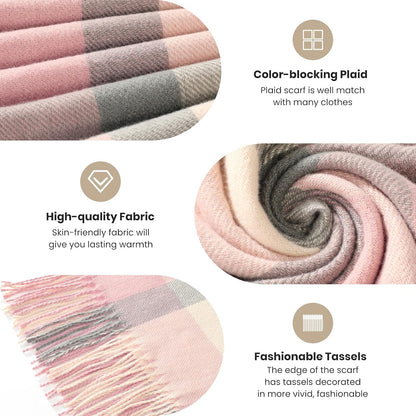 Pleneal Scarf for Women, Womens Winter/Fall Scarf,Long Plaid Shawls and Wraps, Cashmere Feel Blanket Pashmina Scarves