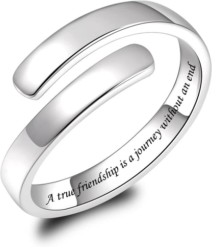BEILIN 925 Sterling Silver Inspirational Jewelry Rings Adjustable Ring Personality Encouragement Gift for Teens Women