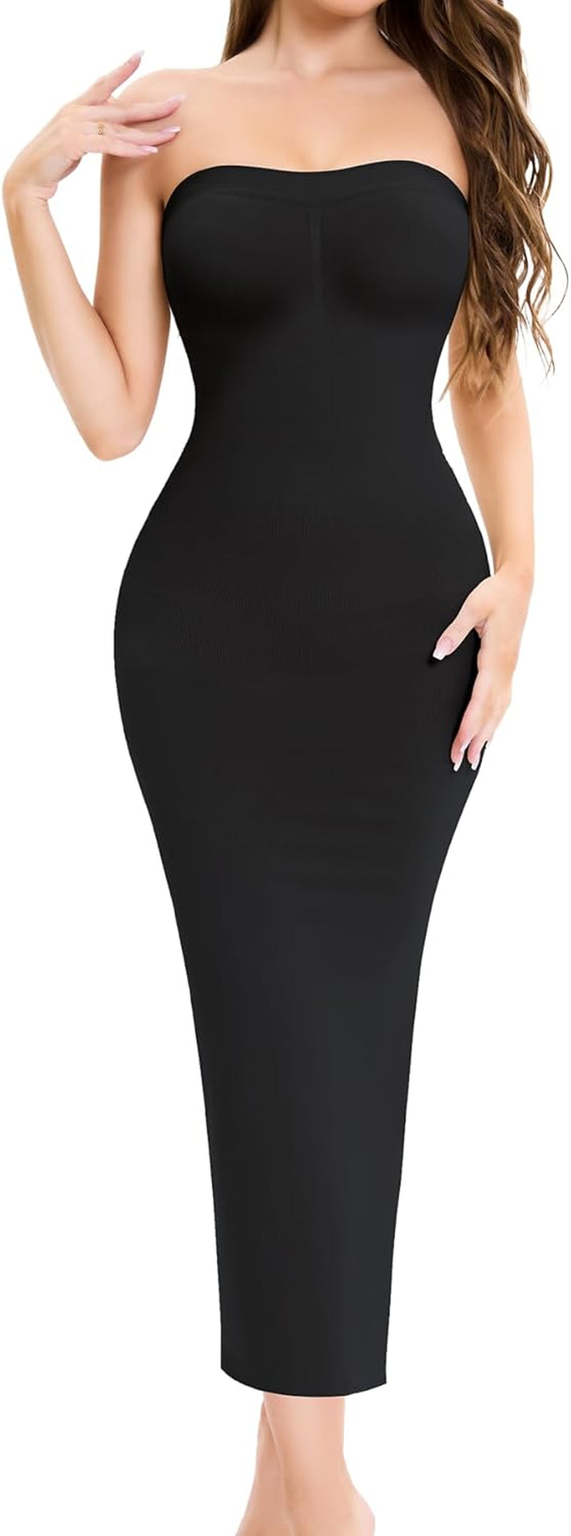 Shapewear dress paired with various styles of dresses