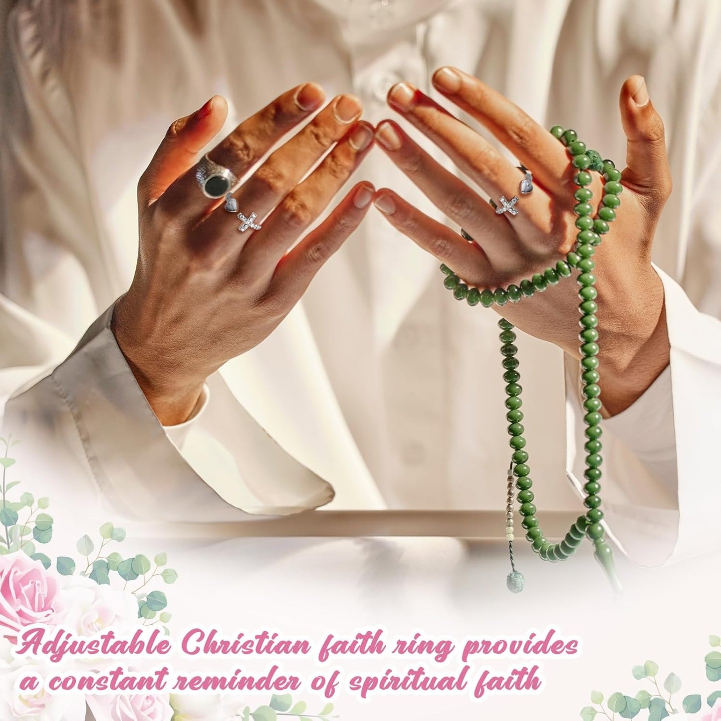 Religious gift set with cross rings and cards