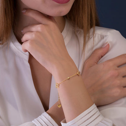 14K Gold Bracelets for Women Gold Bracelet for Womens Clover Bracelets for Women Lucky and Playful Design Womens Four Leaf Clover Bracelet Adjustable Size (7-8.6) In