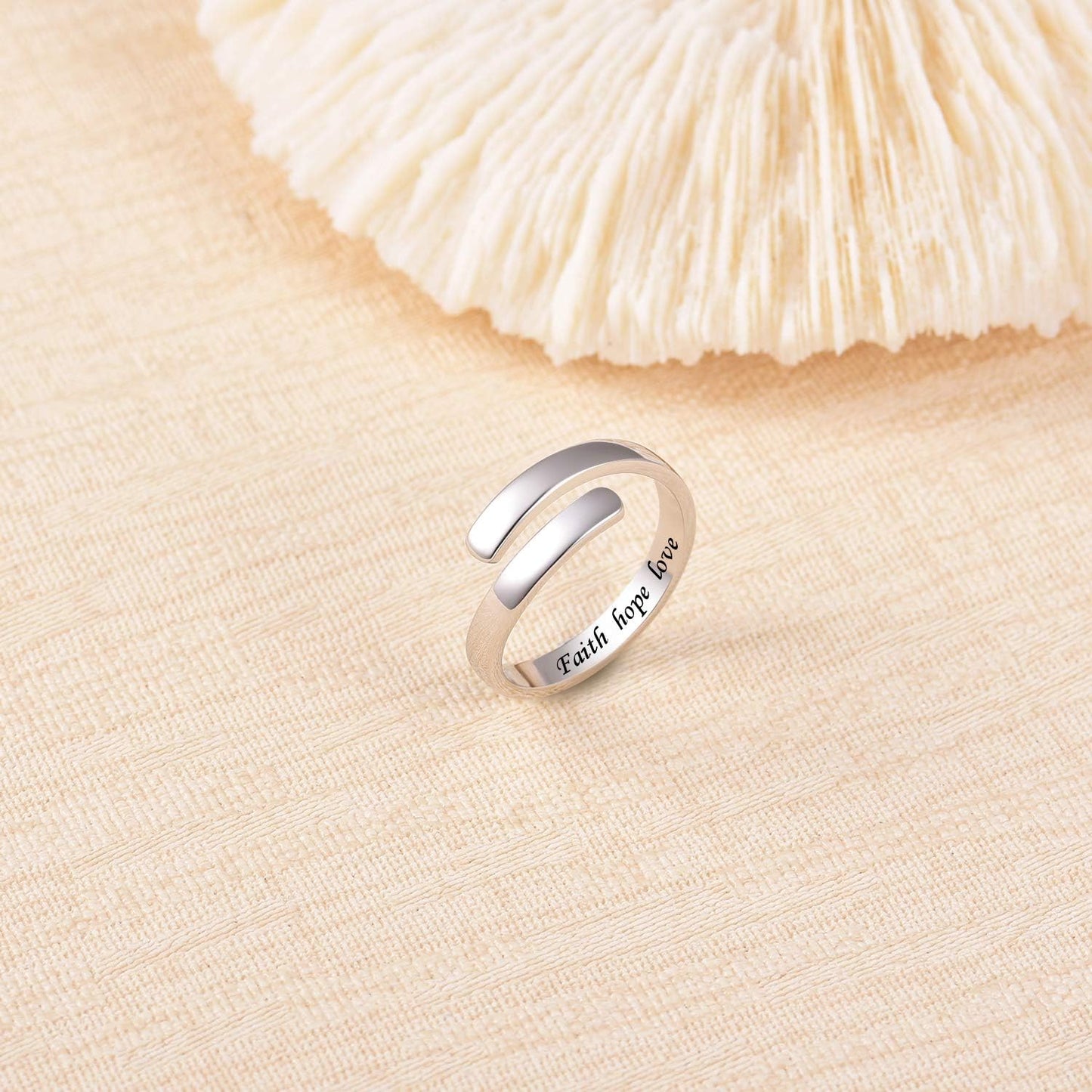 BEILIN 925 sterling silver adjustable ring worn on woman's finger