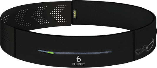 Flipbelt adjustable running belt in black with velcro closure