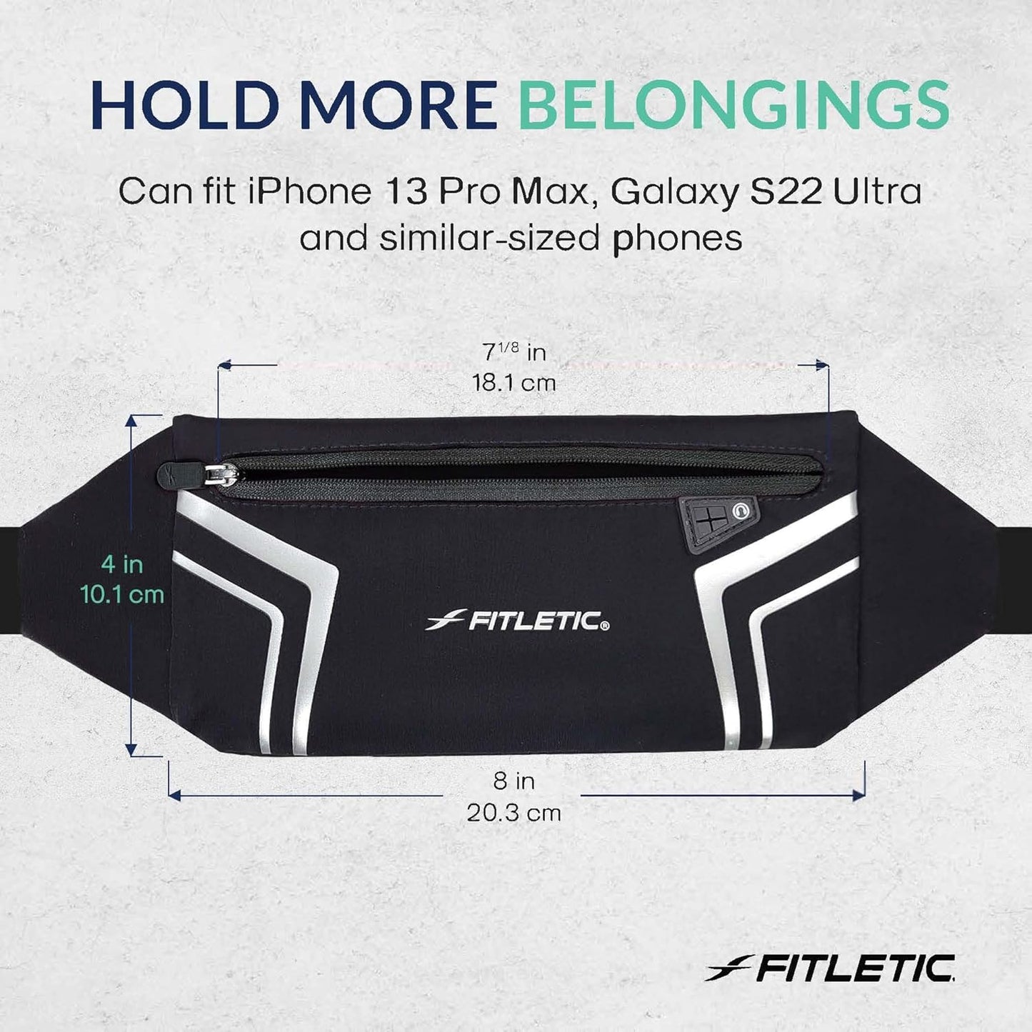 Women's lightweight running belt with phone pocket displayed