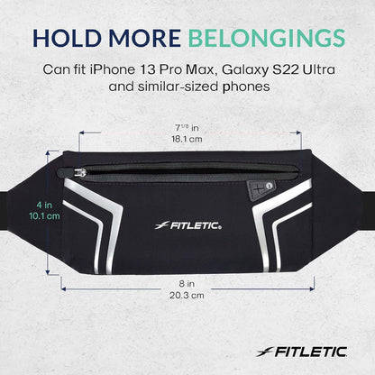 Women's lightweight running belt with phone pocket displayed