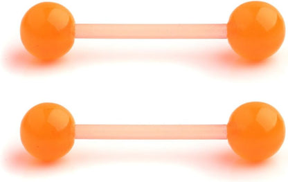 Ruifan 14G 16Mm Glow in the Dark Flexible Acrylic Straight Tongue Nipple Ring Retainer Piercing