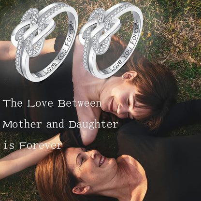 Engraved I Love You Forever mother daughter ring for women